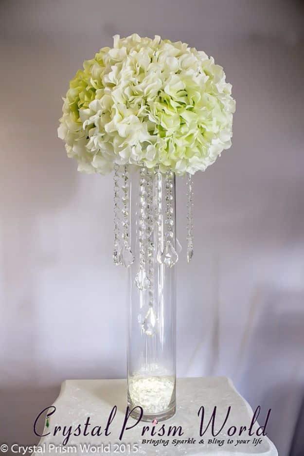Crystals And Chains Centerpiece, an affordable way to fill a reception table with style and worth a second look