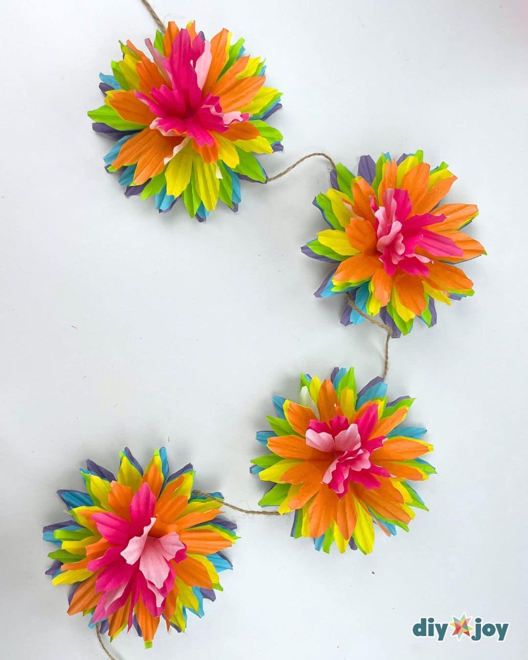Homemade Paper Flowers Cupcake Liners — paper flower string