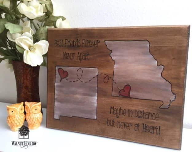 DIY Wood Burned State Sign, a simple craft that looks great on a shelf or wall and a favorite pick from this roundup