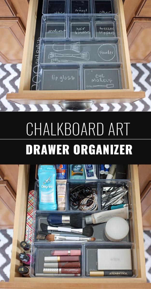 Chalkboard Art Drawer Organizer, a popular choice on this list and a favorite chalkboard paint idea worth trying