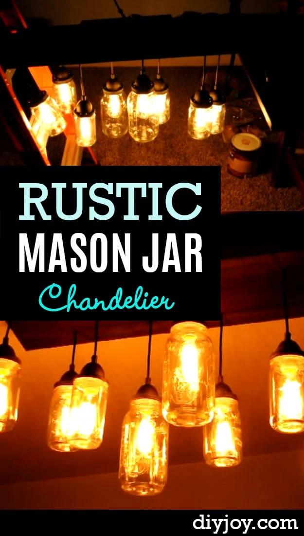 Rustic Mason Jar Chandelier, one of the best picks on this list and an idea that is easy to recreate at home