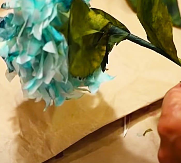Make coffee filter flower with food coloring and floral tape