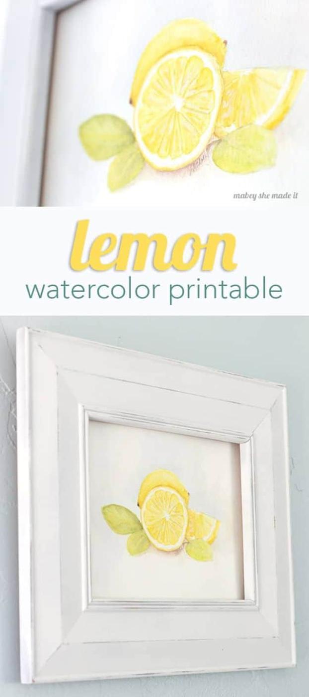 Lemon Watercolor Printable, budget friendly since the file is free and a small upgrade with a real visual payoff