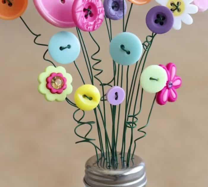 Easy To Make DIY Button Bouquet In A Salt Shaker