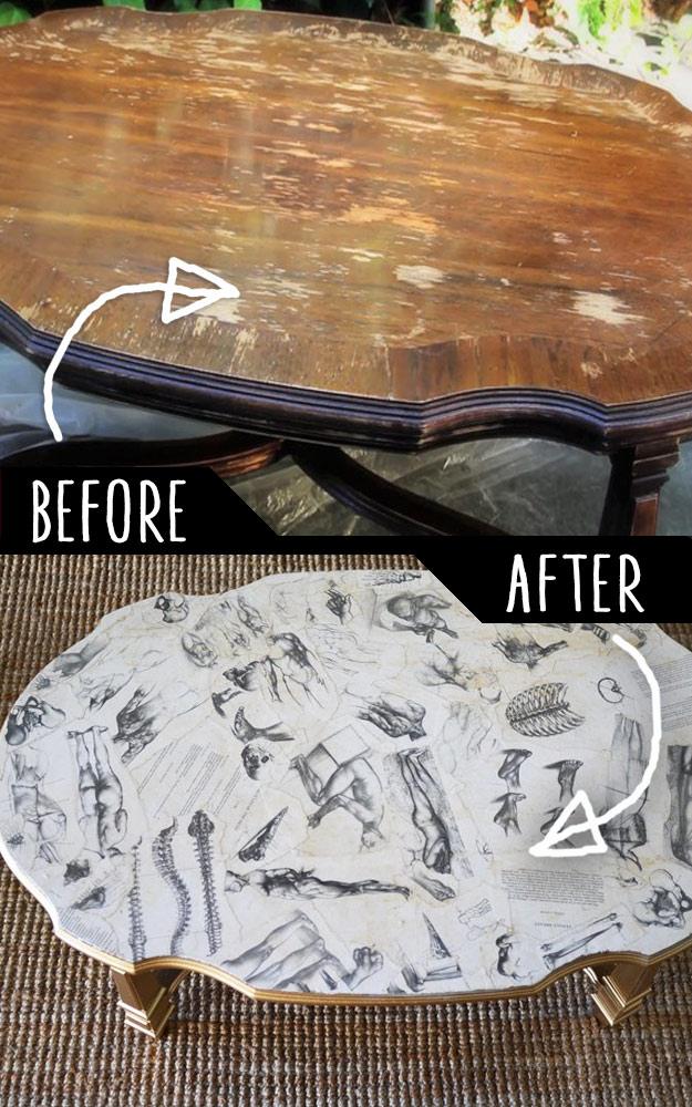 Decoupaged Coffee Table, a fresh take on a classic idea and an idea worth trying before buying something new