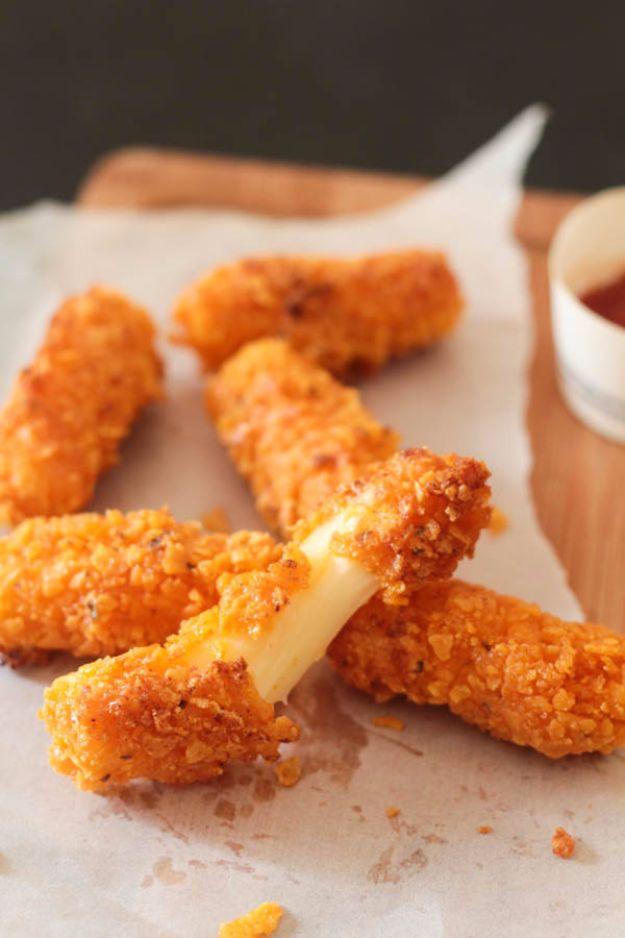 Doritos crusted cheddar cheese sticks fried crisp and served with a small dish of marinara for dipping