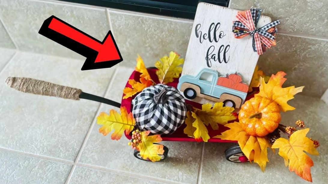 Easy Dollar Tree DIY Fall Wagon Décor Tutorial