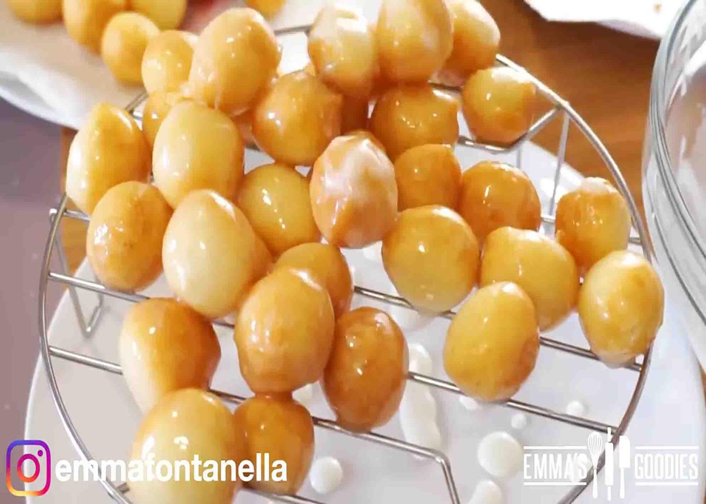 Instant donuts coated with homemade glaze