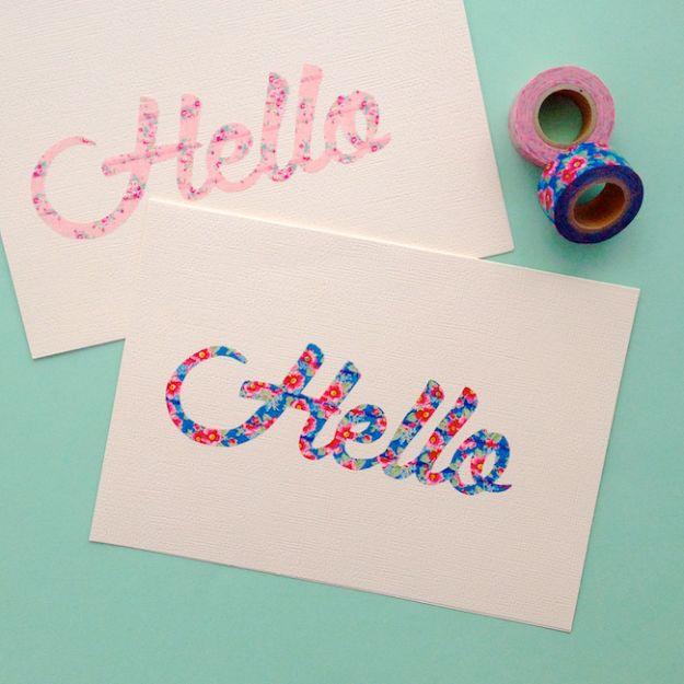 DIY Washi Tape Script Stationery, cheap to pull off with dollar store finds and a detail guests always ask about