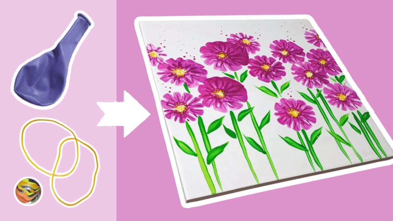 How to Paint Flowers With a Balloon