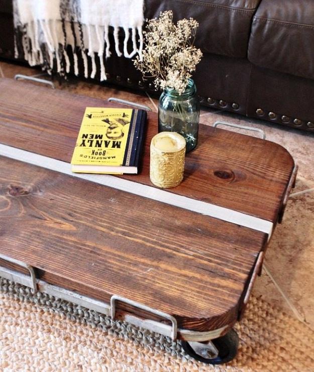 Industrial Cart Coffee Table DIY, a charming reclaimed touch, and style that costs a fraction of the retail price