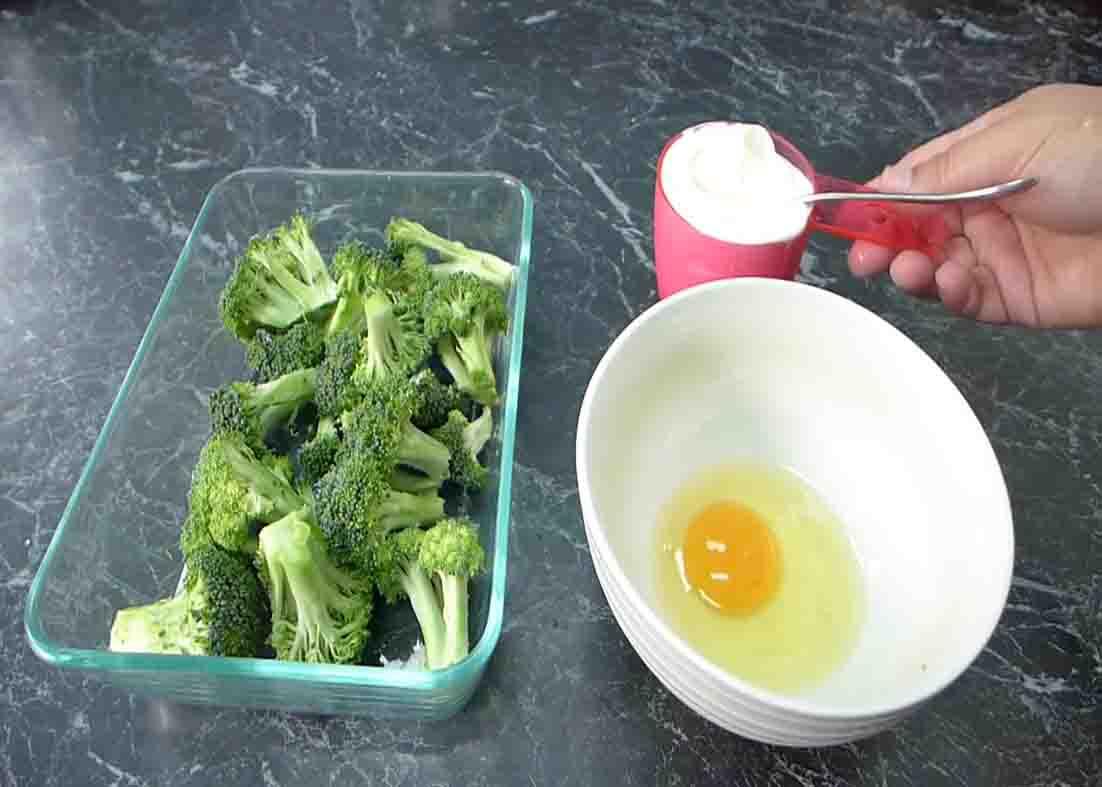 Preparing the ingredients for the broccoli casserole
