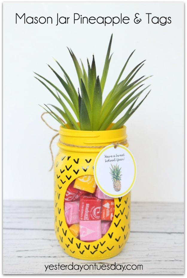 Mason Jar Pineapple, cheap enough to make a whole batch for the list and the gift everyone asks where it came from