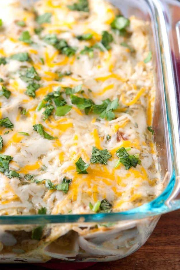 Enchiladas - Easy Salsa Verde Chicken Enchiladas - Best Easy Enchilada Recipes and Enchilada Casserole With Chicken, Beef, Cheese, Shrimp, Turkey and Vegetarian - Healthy Salsa for
