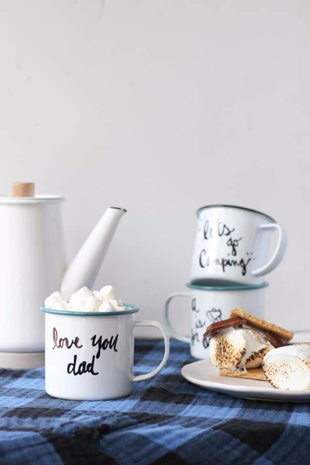 Last Minute Christmas Gifts - Personalized Enamel Mug - Quick DIY Gift Ideas and Easy Christmas Presents To Make for Mom, Dad, Family and Friends - Dollar Store Crafts and Cheap Ho