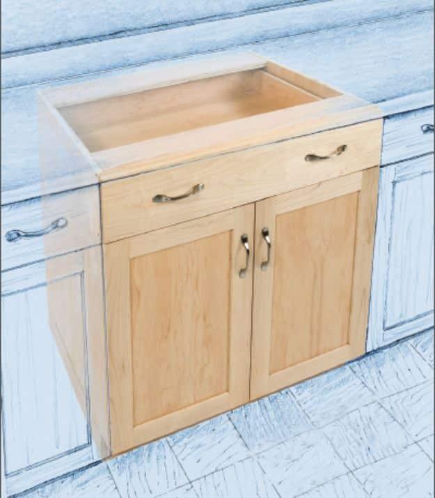 Base Cabinet for the Kitchen, tidy enough in mess to skip a cleanup after and a finish that beats anything off a store shelf
