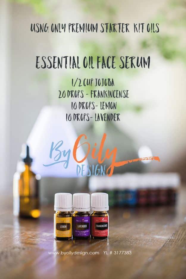 DIY Essential Oil Recipes and Ideas - Essential Oil Face Serum - Cool Recipes, Crafts and Home Decor to Make With Essential Oil - Diffuser Projects, Roll On Prodicts for Skin - Rec