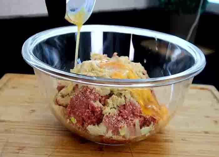 Making the meatballs for the salisbury steak meatballs recipe