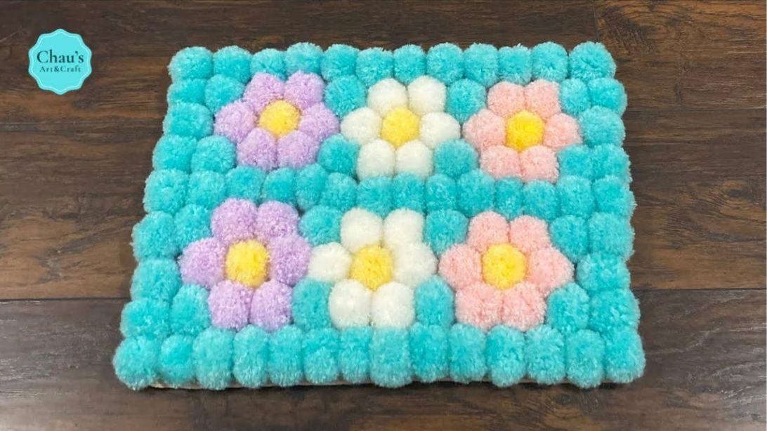 DIY Flower Pom Pom Rug