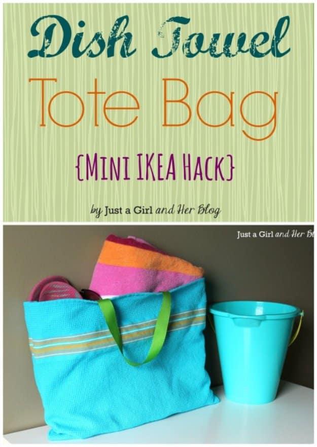 IKEA Hack Dish Towel Tote Bag, budget friendly using stuff most people already own and the fix worth remembering