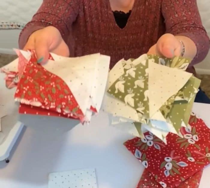 Christmas Table Runner Made With Half-Square Triangles