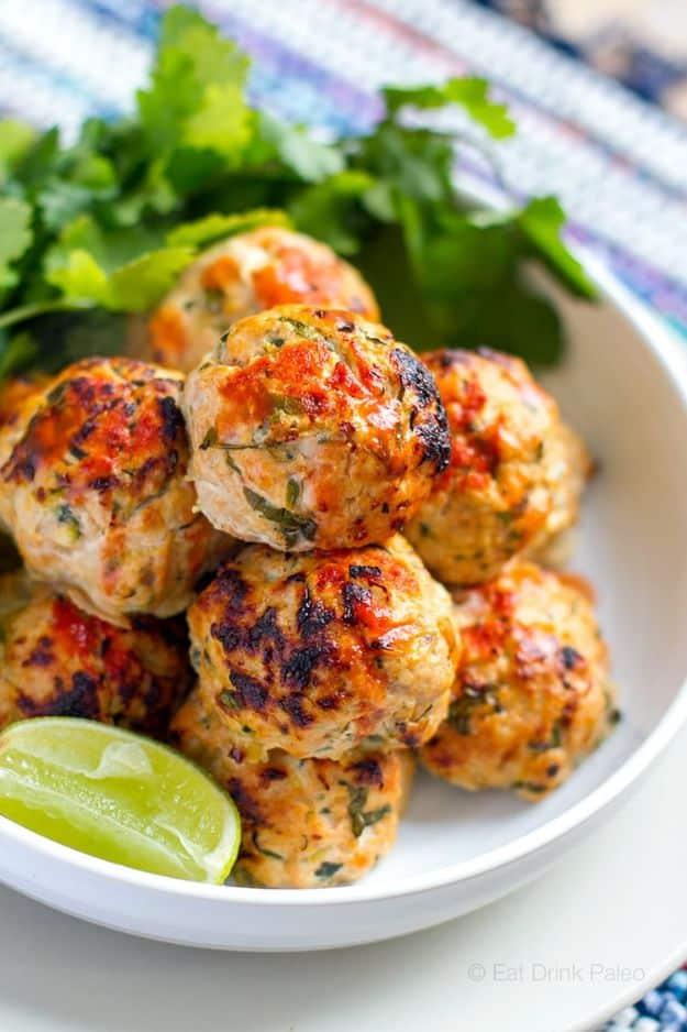Ground Turkey Recipes - Baked Spicy Turkey Meatballs With Zucchini - Healthy and Easy Turkey Recipe Ideas for Dinner, Lunch, Snack - Quick Crockpot and Instant Pot, Casserole, Meat