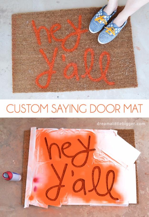 DIY Welcome Mats - Custom Text Door Mat - Greet Guests in Style with These Easy and Cheap Home Decor Ideas for Your Entry. Doormat Tutorials for Creative Ways to Cover Your Floors