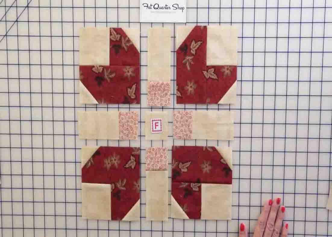 Assembling the fat eighth fruitcake quilt