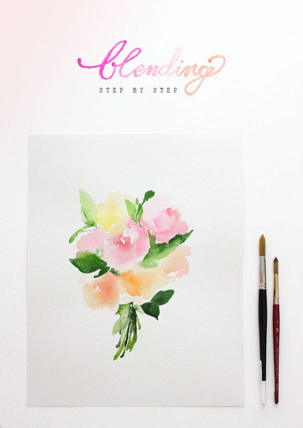 Watercolor Tutorials and Techniques - Watercolor Tutorial Blending - Make Watercolor Flowers, Ocean, Sky, Abstract People, Landscapes, Buildings, Animals, Portraits, Sunset - Step