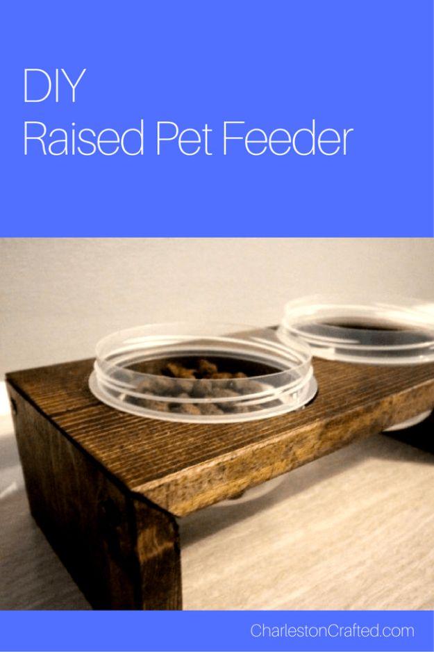 DIY Pet Bowls And Feeding Stations - DIY Raised Pet Feeding Station - Easy Ideas for Serving Dog and Cat Food, Ways to Raise and Store Bowls - Organize Your Dog Food and Water Bowl