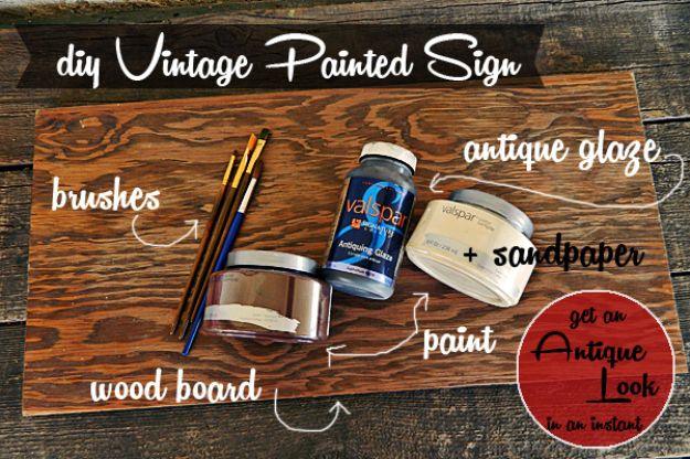 DIY Vintage Signs - DIY Vintage Painted Sign - Rustic, Vintage Sign Projects to Make At Home - Creative Home Decor on a Budget and Cheap Crafts for Living Room, Bedroom and Kitchen