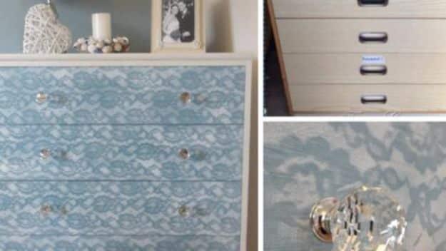 Lace Painted Dresser, an idea worth saving to your favorites and a fun project the whole family can help with