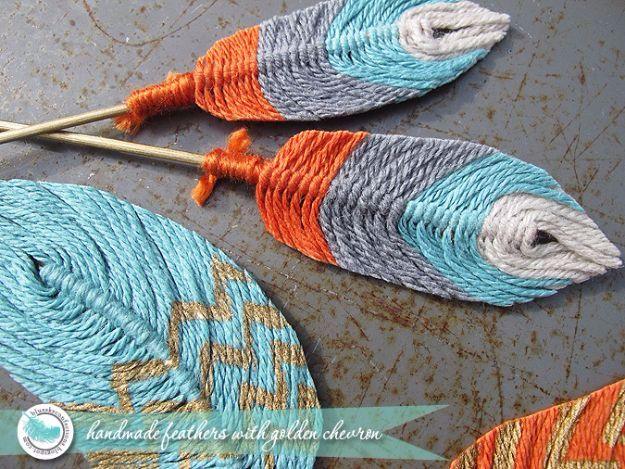 Handmade Feather Out Of Yarn, a fun way to try a new fiber craft and a pretty accent piece made entirely from yarn