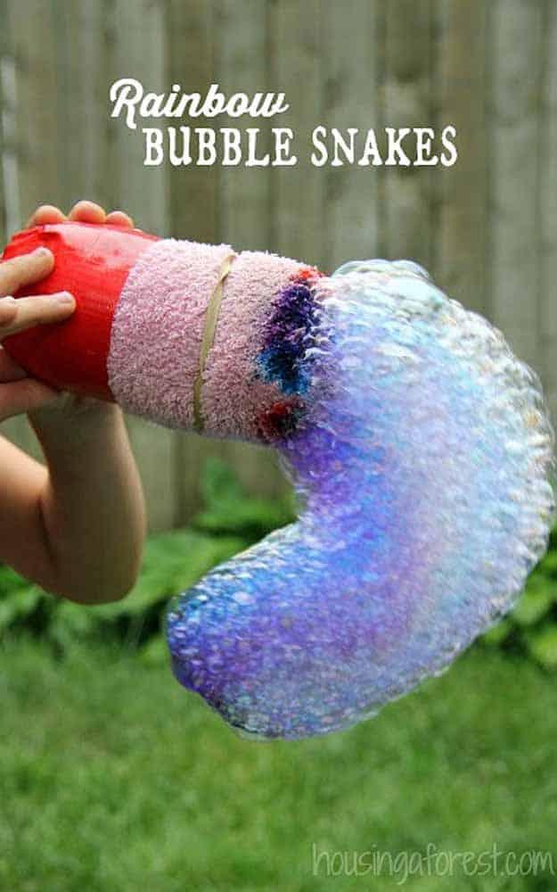 DIY Outdoors Kids Crafts & Fun Water Activites - DIY Bubble Snake Rainbows - DIY Projects & Crafts by Sueeye at