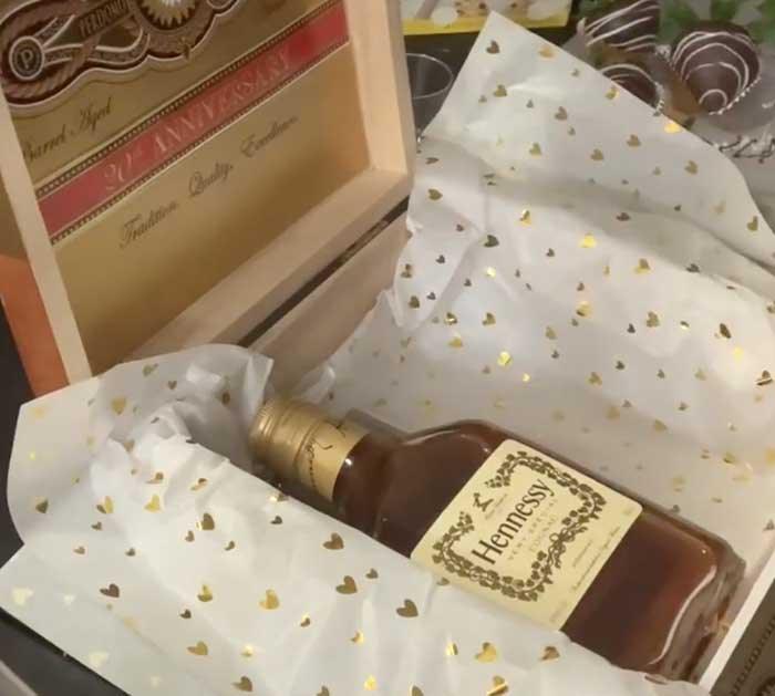Place Whiskey Bottle Into Cigar Box - Fathers Day Gift