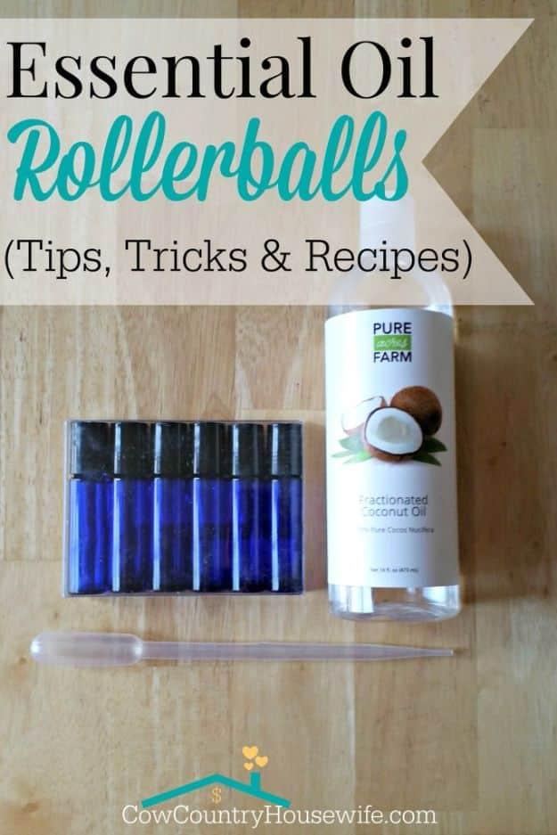 DIY Essential Oil Recipes and Ideas - Essential Oil Rollerball - Cool Recipes, Crafts and Home Decor to Make With Essential Oil - Diffuser Projects, Roll On Prodicts for Skin - Rec