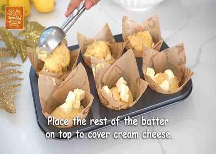 Assembling the lemon muffins