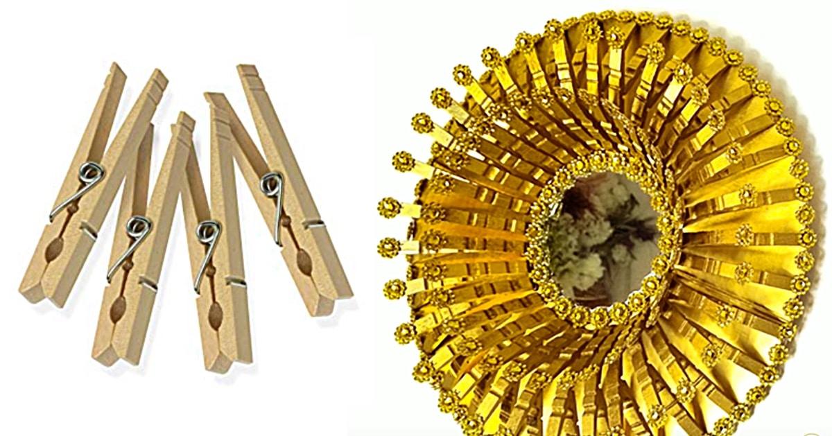 DIY Clothespin Wall Art Mirror