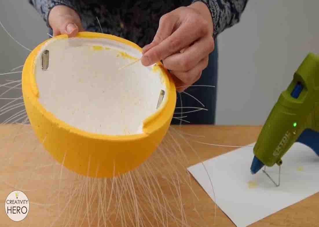 Attaching the optical fibers onto the styrofoam