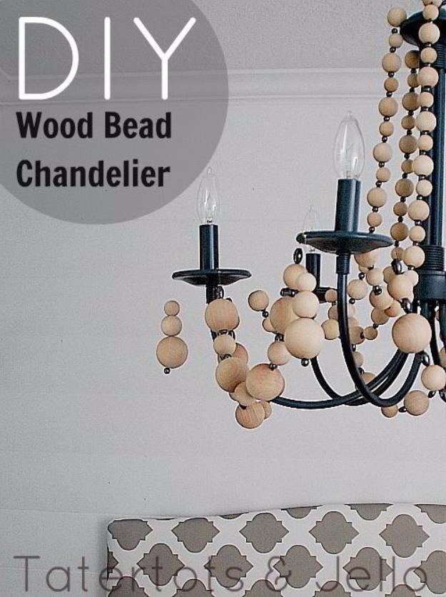 Beachy Wood Bead Chandelier, a handmade piece that adds character to any space and a favorite pick from this roundup