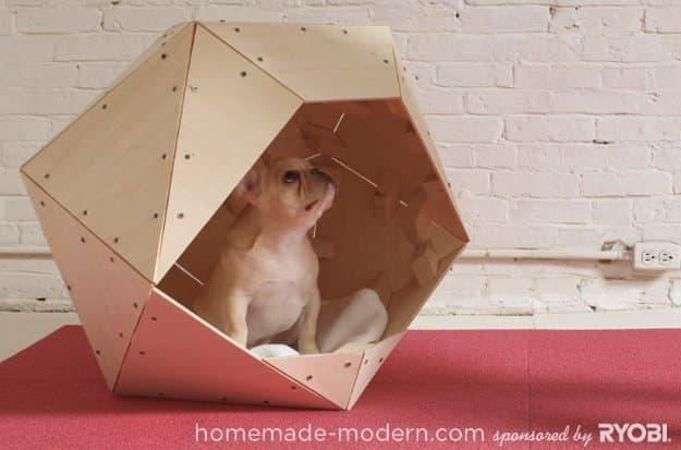 Geometric Doghouse (video), a cozy pet nook, breezy enough in steps to manage solo and a centerpiece that gets noticed first