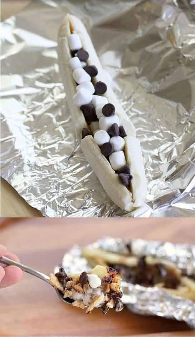Quick Dessert Grilling Recipes | Easy Dessert Ideas for Kids | Grilled Banana S'Mores Recipe | DIY Projects & Crafts by Sueeye at