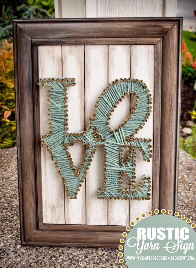 Rustic String Yarn Wall Art, one of the best rustic wall art ideas on this list and an idea worth saving for later