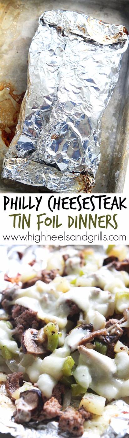 Philly Cheese Steak Sandwich Foil Pack, low mess and easy to clean up afterward and a bite worth saving room for