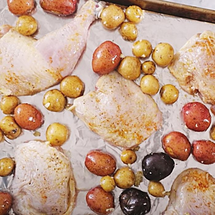Sheet Pan Chicken And Potatoes Recipe -How To Make Sheet Pan Chicken - Easy Chicken Recipe