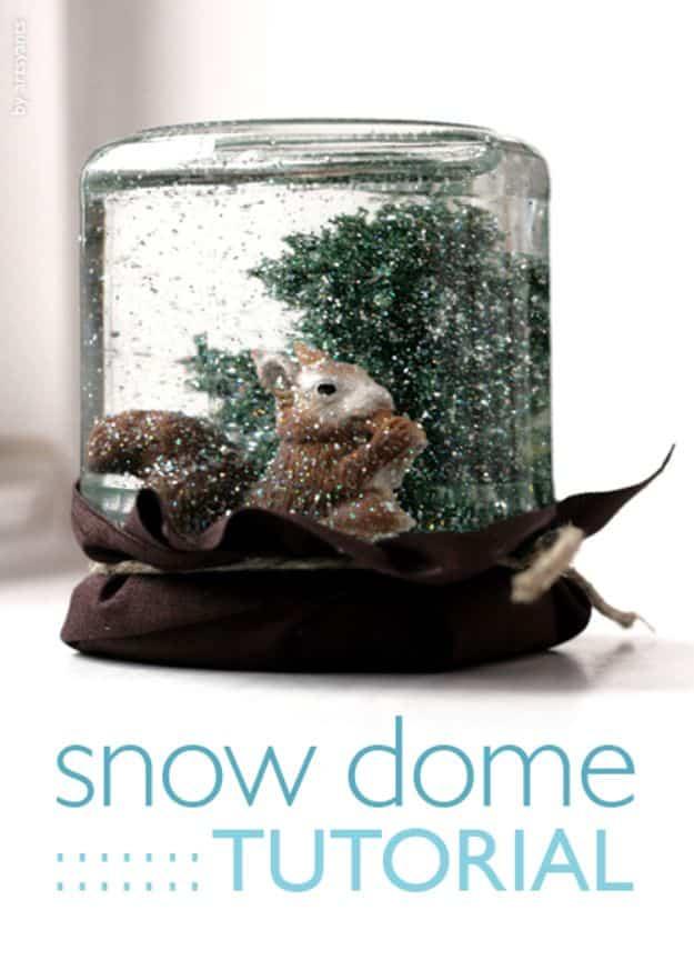DIY Snow Globe Ideas - DIY Snow Domes - Easy Ideas To Make Snow Globes With Kids - Mason Jar, Picture, Ornament, Waterless Christmas Crafts - Cheap DYI Holiday Gift Ideas