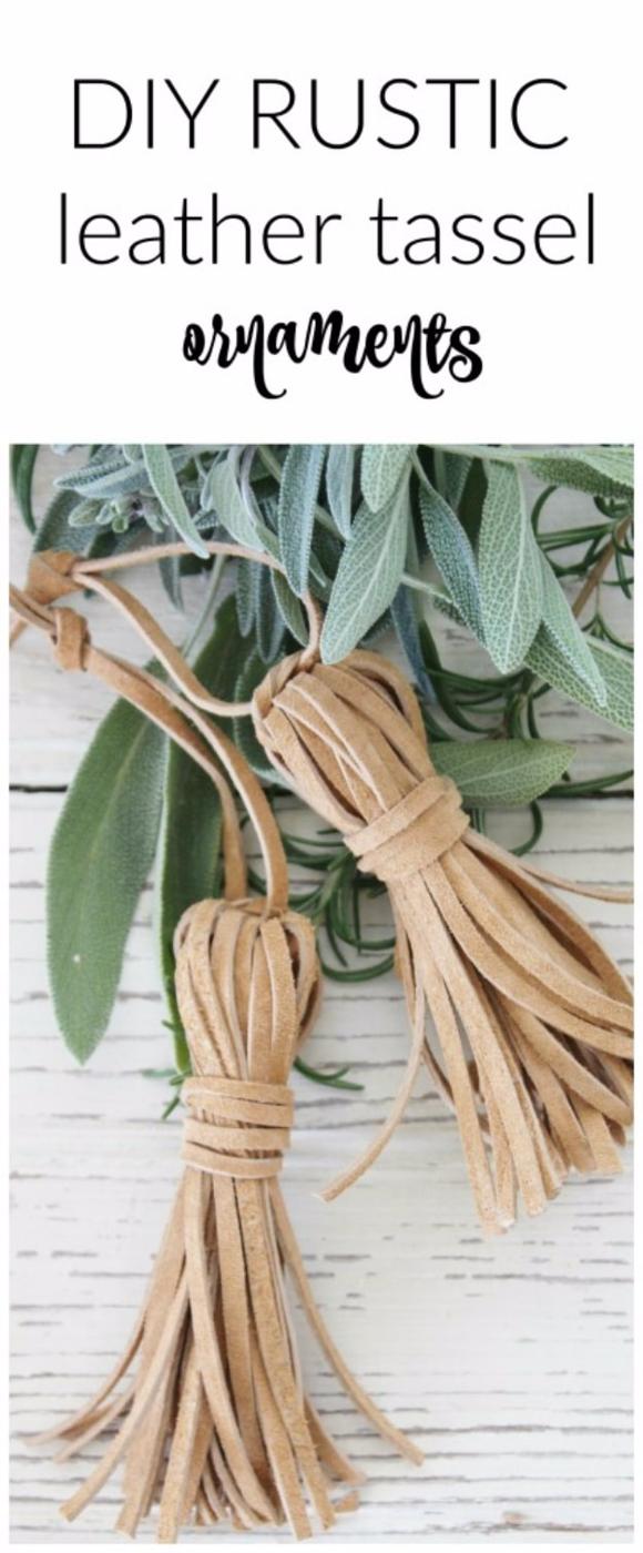 DIY Rustic Leather Tassel Ornaments, a leather craft idea worth trying this season and one worth pinning for later