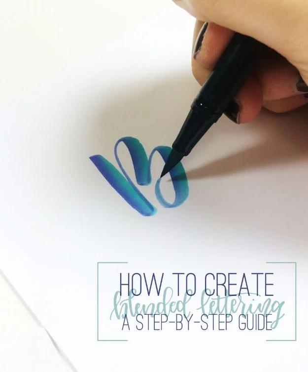 Brush Lettering Tutorials - Create Blended Lettering - Simple and Fun Calligraphy Tutorial Videos - How To Paint the Alphabet in Calligraphy Handwriting with Pens, Watercolors, Ado