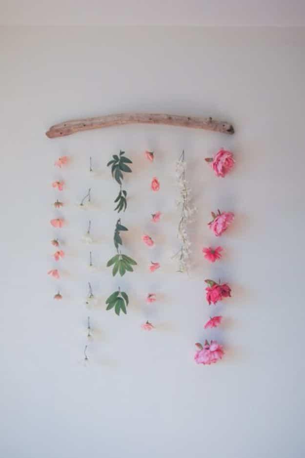 DIY Flower Wall Hanging, compact enough to knock out at the kitchen table and a showpiece guests linger over