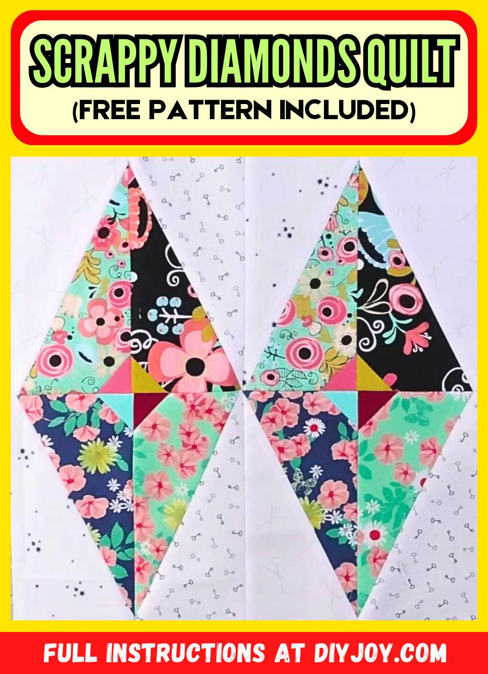 Easy Scrappy Diamonds Quilt Block Tutorial